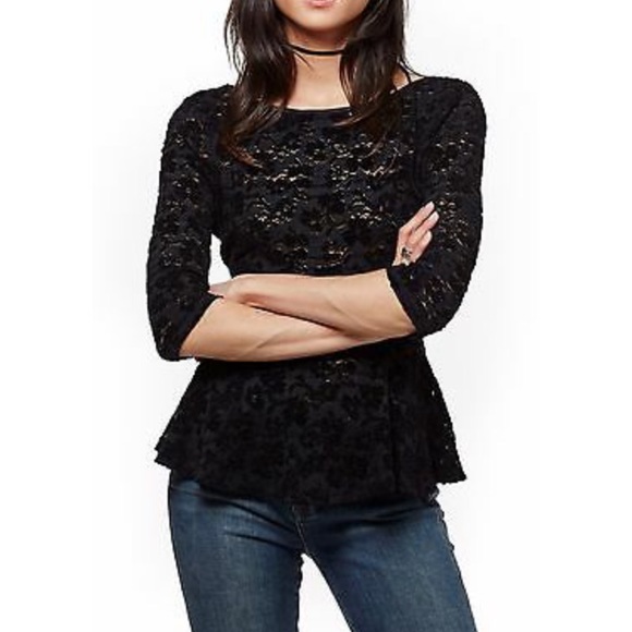 NWT Free People Lace Peplum Scoop Back Top - Picture 2 of 10